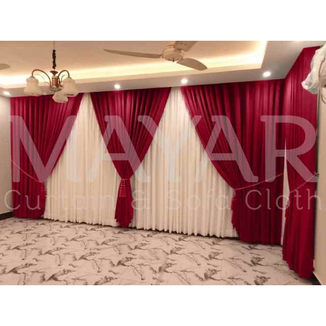 Wall To Wall Drawing Room Curtain (Red)