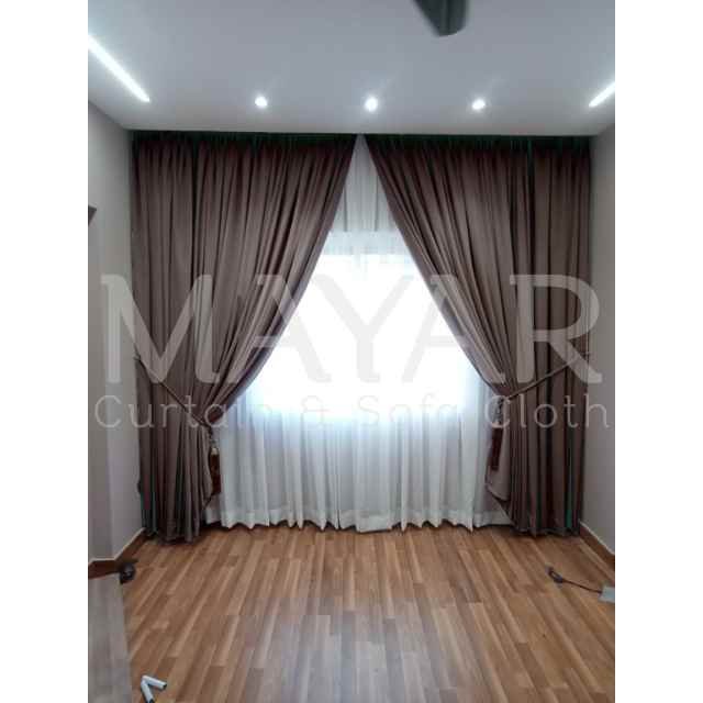 Wall To Wall Living Room Curtain (Brown)