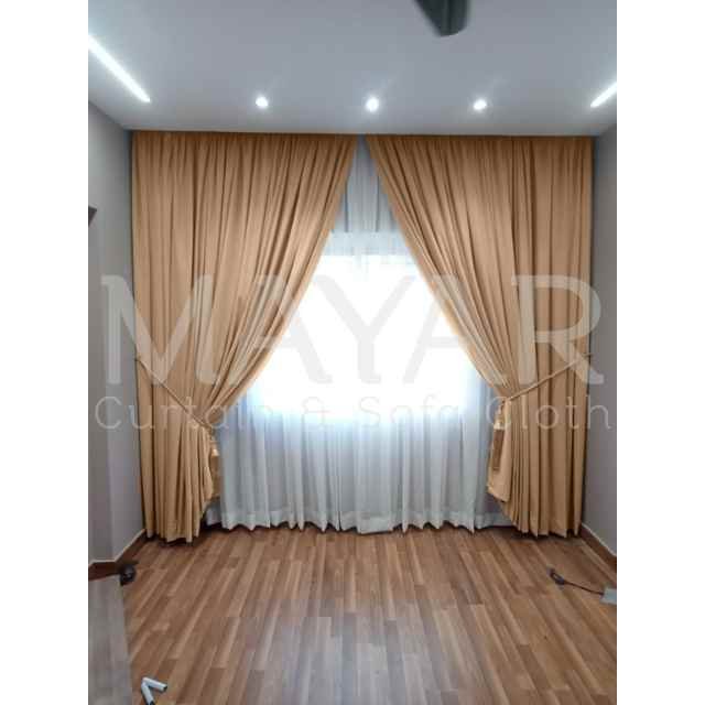 Wall To Wall Living Room Curtain (Golden)