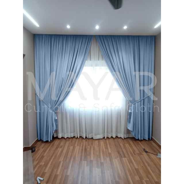 Wall To Wall Living Room Curtain (Sky Blue)